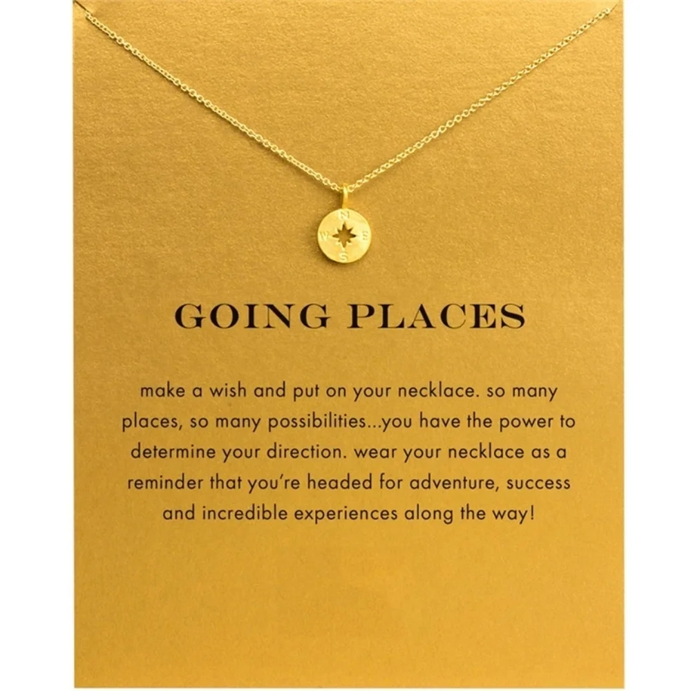 NEW‎ Gold Compass Charm Necklace